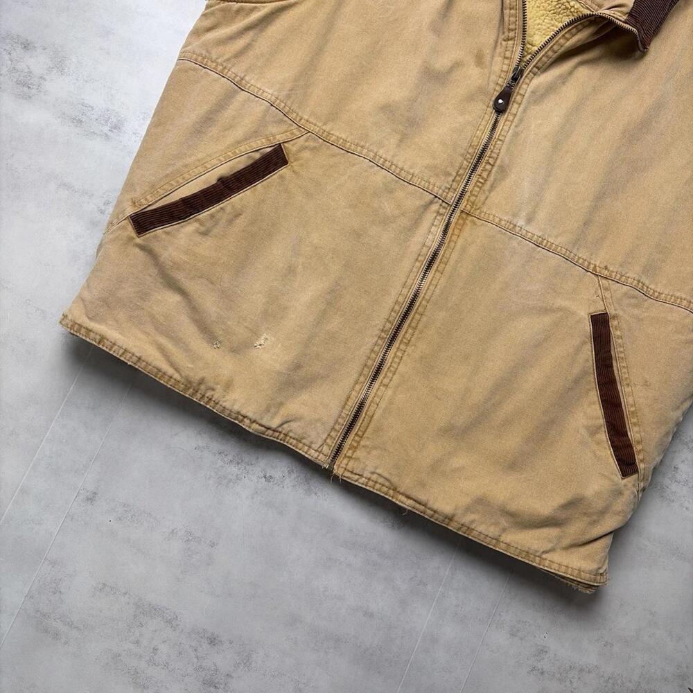 Vintage Tan Wrangler Hero Sherpa Lined Canvas Workwear Vest - Picture 3 of 8